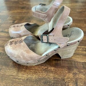 Free People Brown Leather Clogs